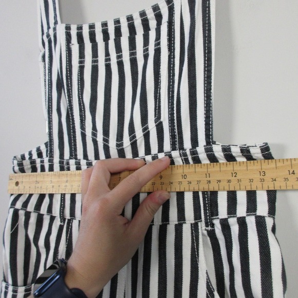 Ochirly Striped Overalls Jumpsuit Women S Black White Wide Leg Goth Grunge 512 - Picture 4 of 12